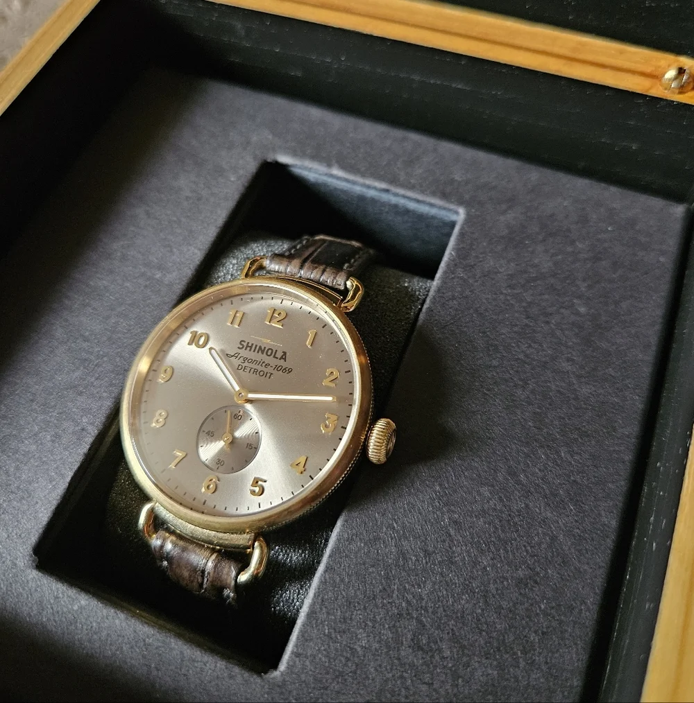 Shinola Gold Case with Brown Leather Strap Watch - Picture 2 of 12